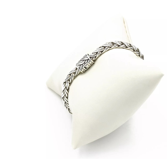 John Hardy Sterling Silver Woven Rope Size 6.75" Bracelet with Pouch - Picture 4 of 7